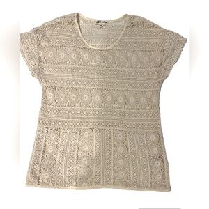 Anthropologie Lilly’s Closet detailed lace ecru sleeveless blouse